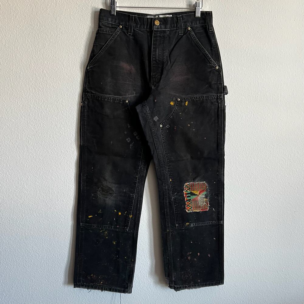 Carhartt B01 BLK faded black double knee work wear carpenter pants